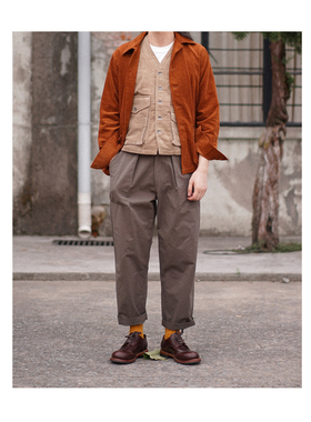 WashedCotton BakerPants 咸菜绿宽松休闲工装水洗棉贝克裤