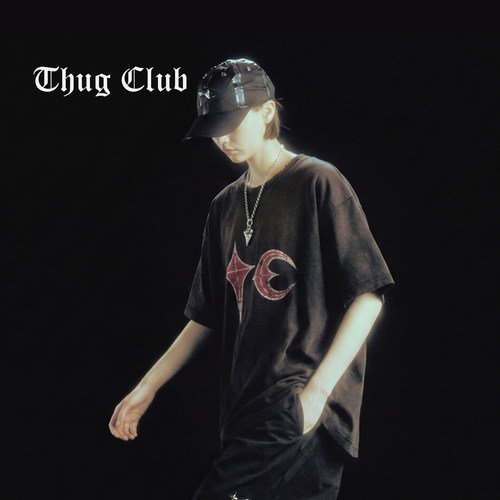 THUGCLUB做旧裂纹印花短袖T恤