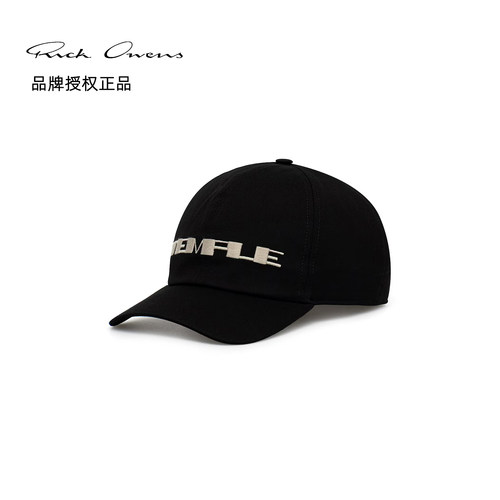 RICKOWENS字母刺绣弯檐棒球帽