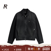 REPRESENT 25FW 复古水洗做旧宽松黑牛仔翻领多口袋夹克外套