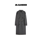 SANDER 25FW 经典 JIL 耐穿 99%初剪羊毛桑蚕丝双层可拆直筒风衣