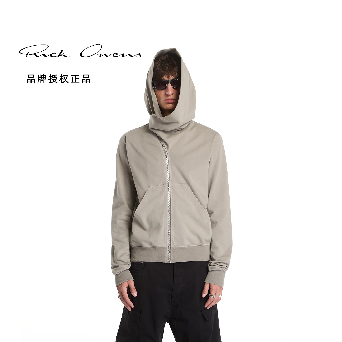 RICKOWENS不对称拉链巫师帽卫衣图片