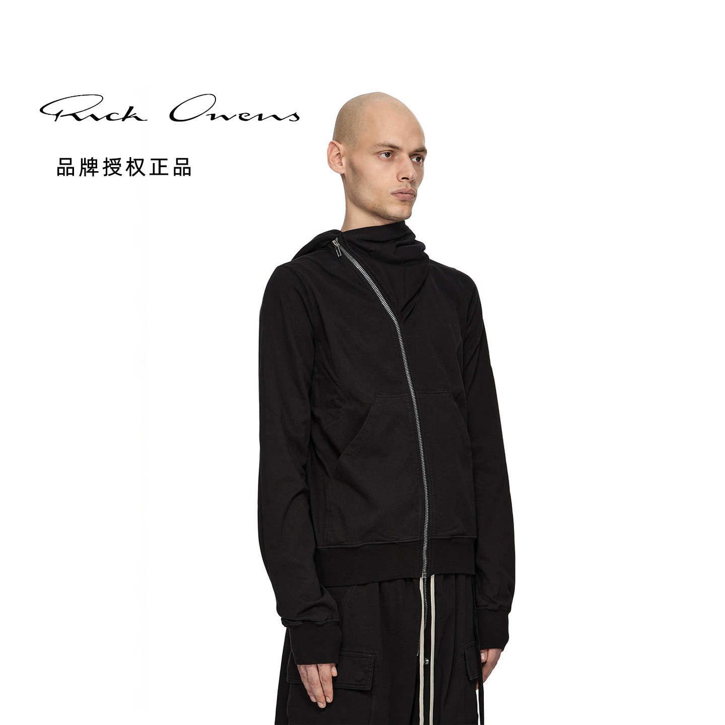 RICKOWENS不对称拉链巫师帽卫衣图片