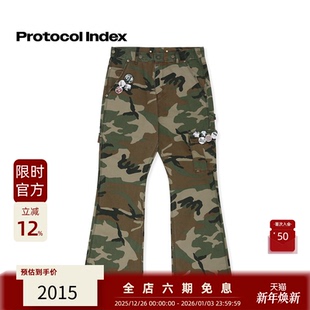 休闲裤 protocol 街头复古迷彩多口袋徽章靴口工装 25FW index