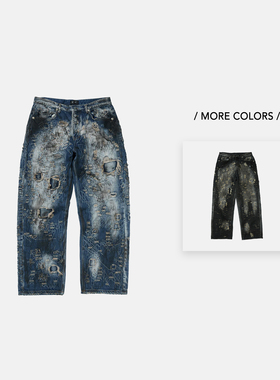 【尊享特惠】THUG CLUB 韩国先锋品牌 25FW 街头重水洗破洞牛仔裤