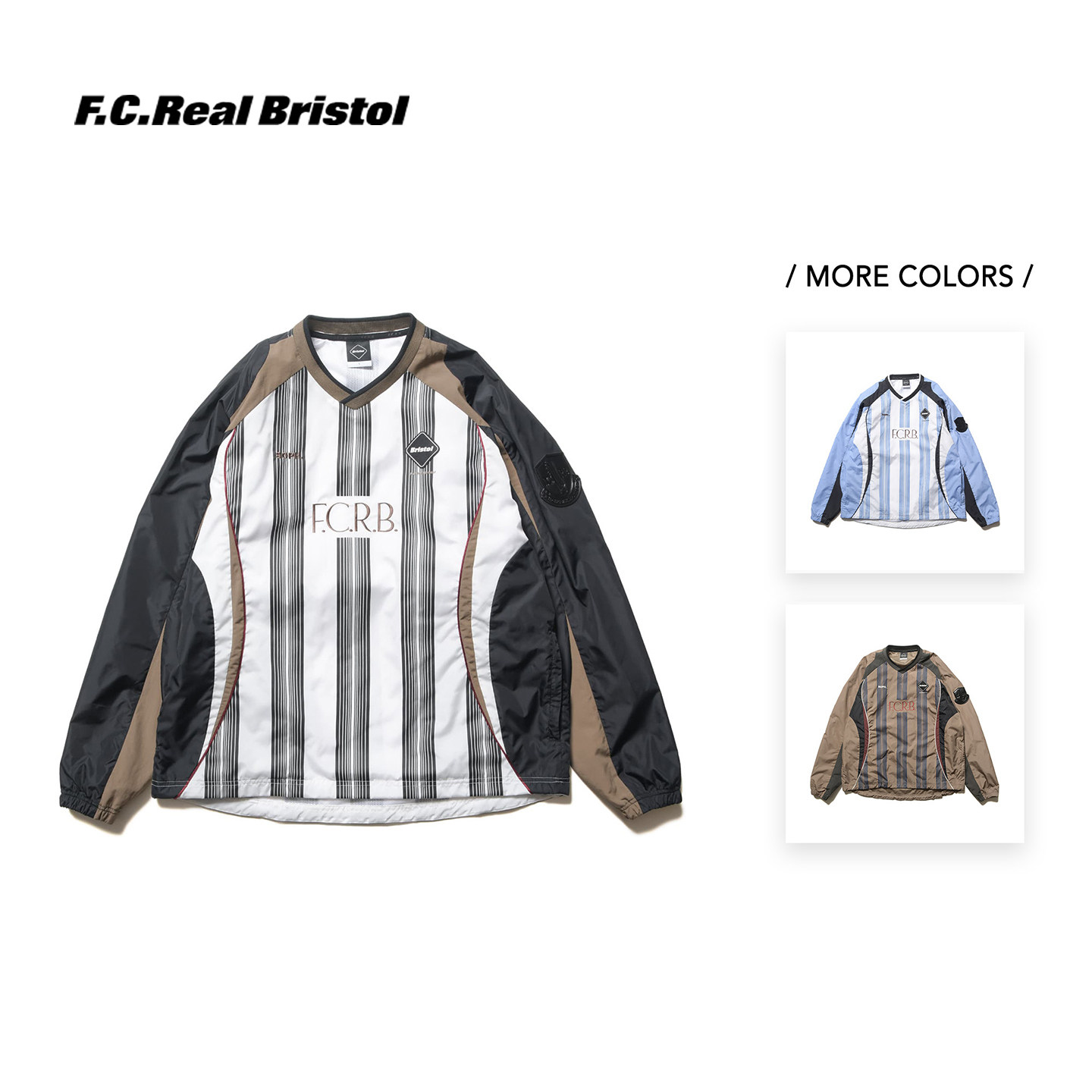 F.C.Real Bristol 26新 复古运动条纹撞色拼接 FCRB 套头夹克