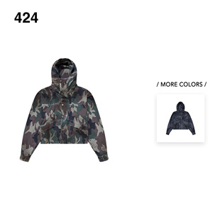 424 街头复古做旧机能风迷彩连帽夹克 25秋冬新款