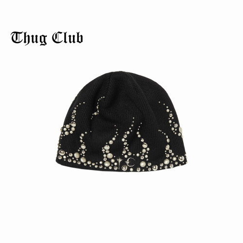 THUGCLUB铆钉火焰装饰针织冷帽