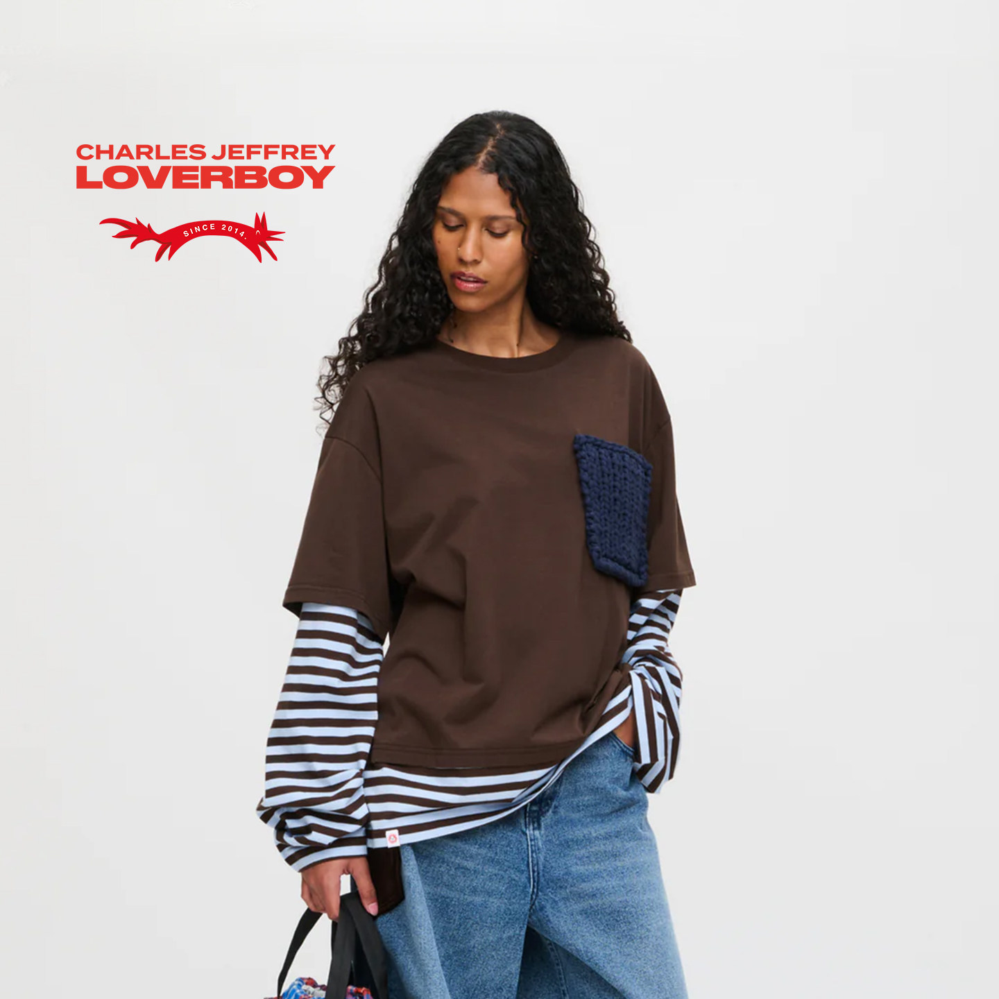 【童趣怪诞】Charles Jeffrey LOVERBOY 26SS 假两件针织长袖T恤