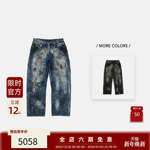 尊享特惠 25FW THUG 韩国先锋品牌 街头重水洗破洞牛仔裤 CLUB
