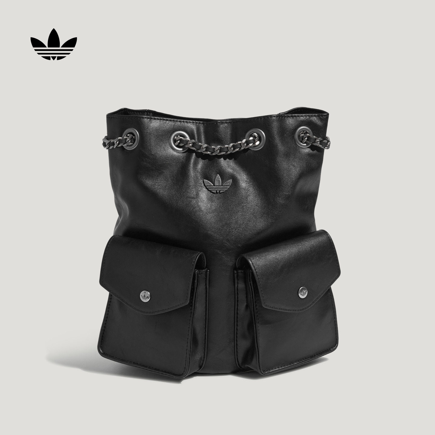 复古风经典时尚通勤仿皮双肩背包女新款adidas阿迪达斯三叶草官方