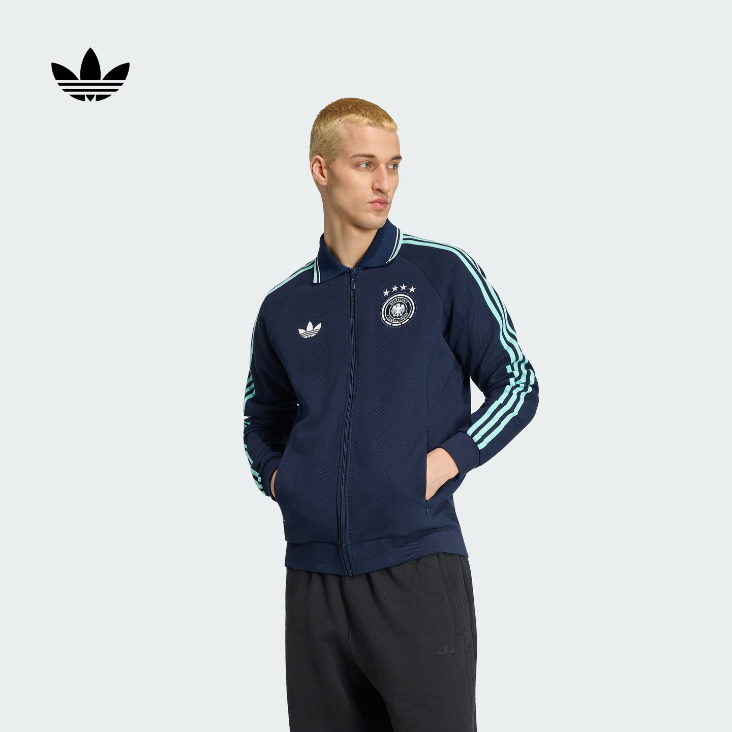 德国队客场复古足球休闲文化夹克外套男装新款adidas阿迪达斯官方