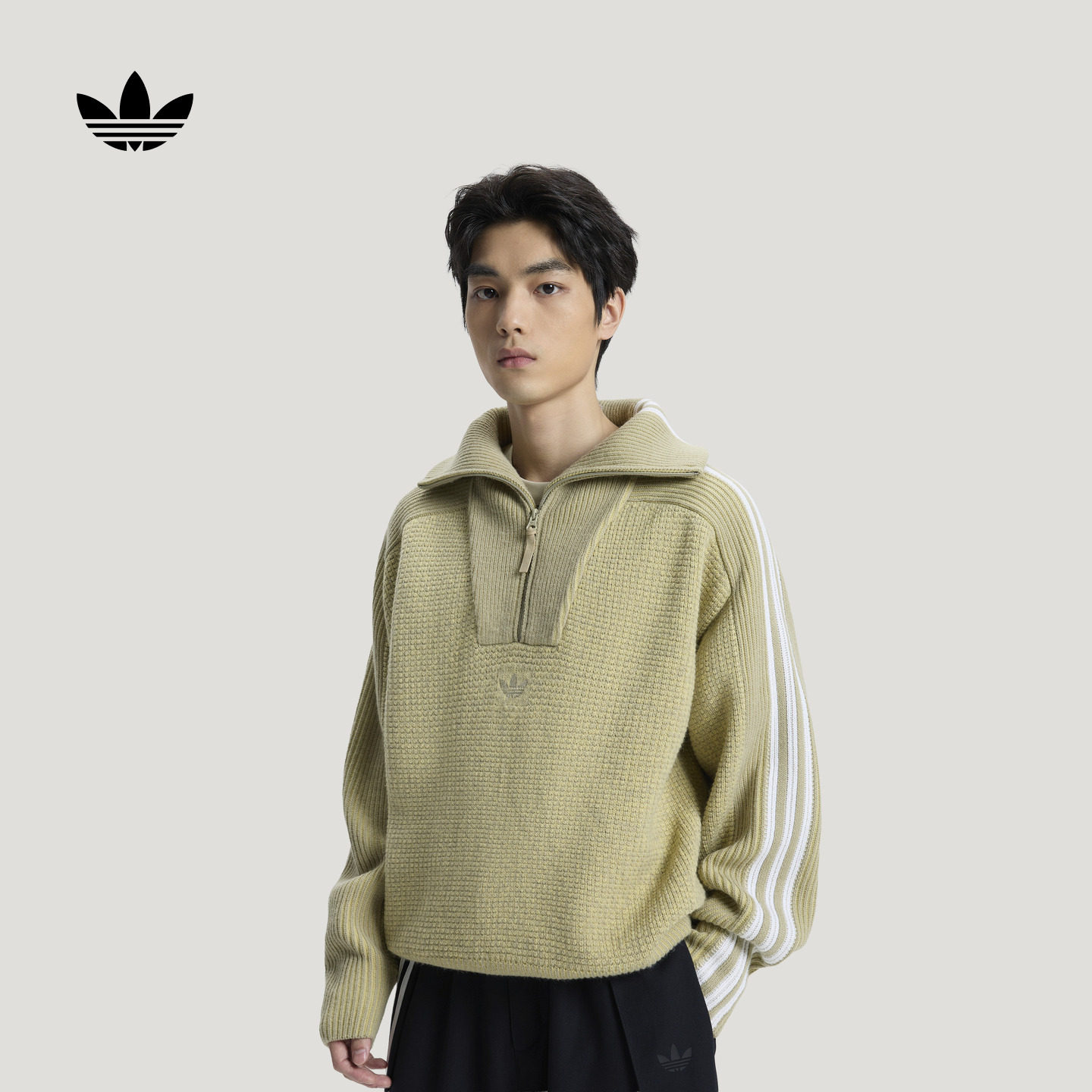 高领宽松舒适时尚半拉链运动针织衫毛衣男女adidas阿迪达斯三叶草,运动服/休闲服装,运动卫衣/套头衫,淘宝优惠券,粉丝福利购,淘宝优惠卷