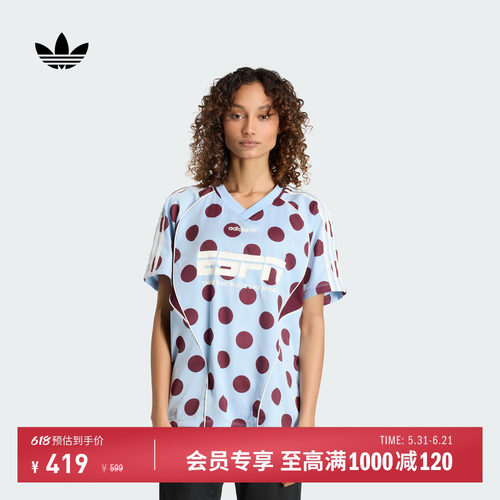 阿迪达斯三叶草女波点短袖T恤