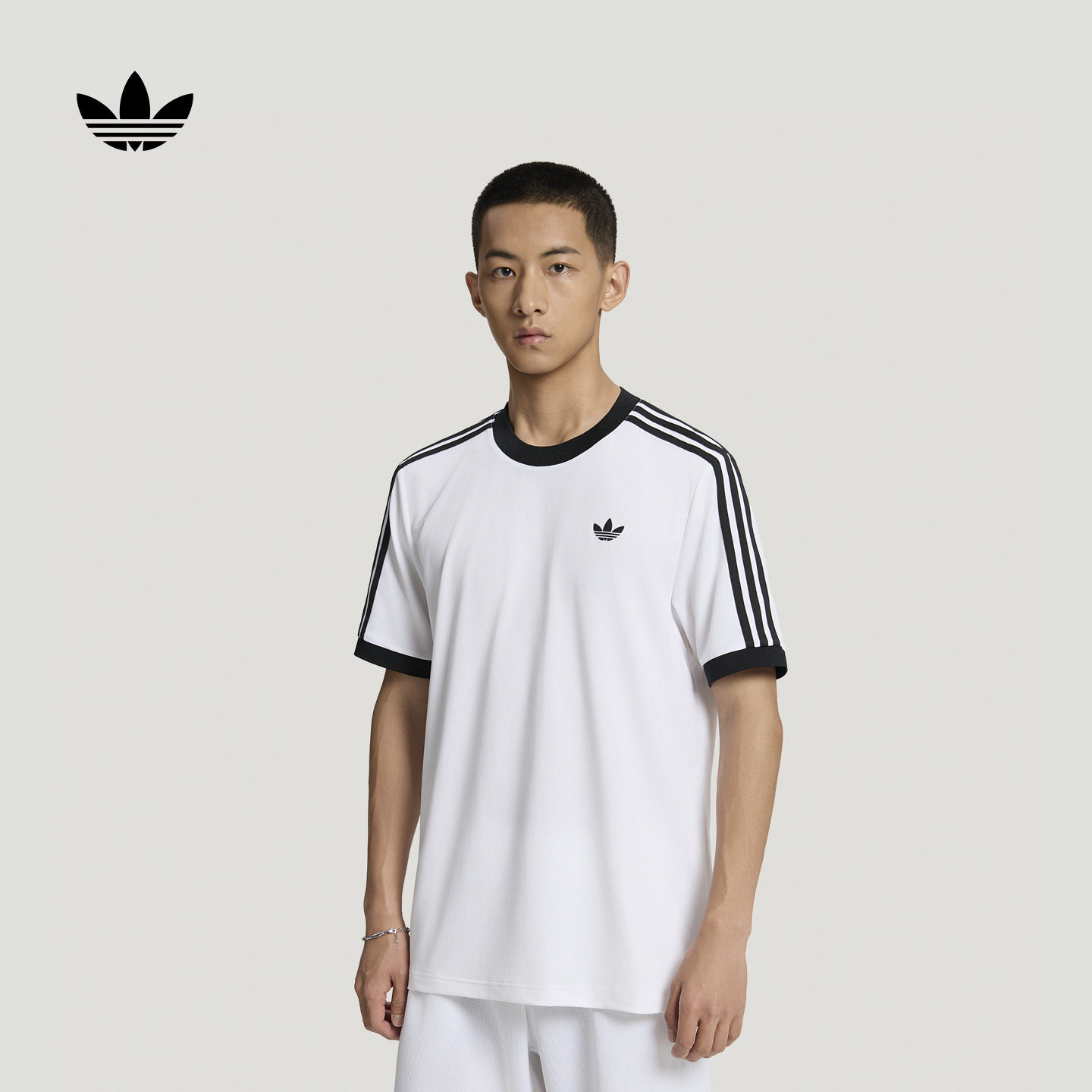 速干撞色三条纹百搭网球运动短袖T恤上衣男装夏季adidas阿迪达斯