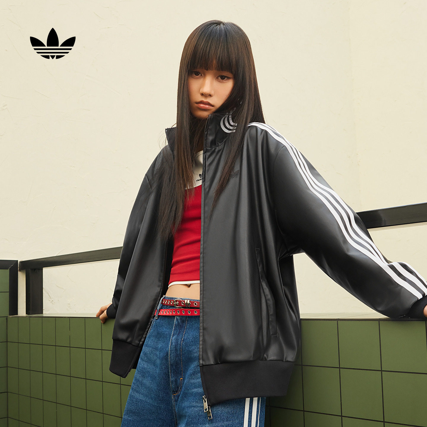 三条纹宽松复古宽松仿皮夹克外套男女新款adidas阿迪达斯三叶草,运动服/休闲服装,运动茄克/外套,淘宝优惠券,粉丝福利购,淘宝优惠卷