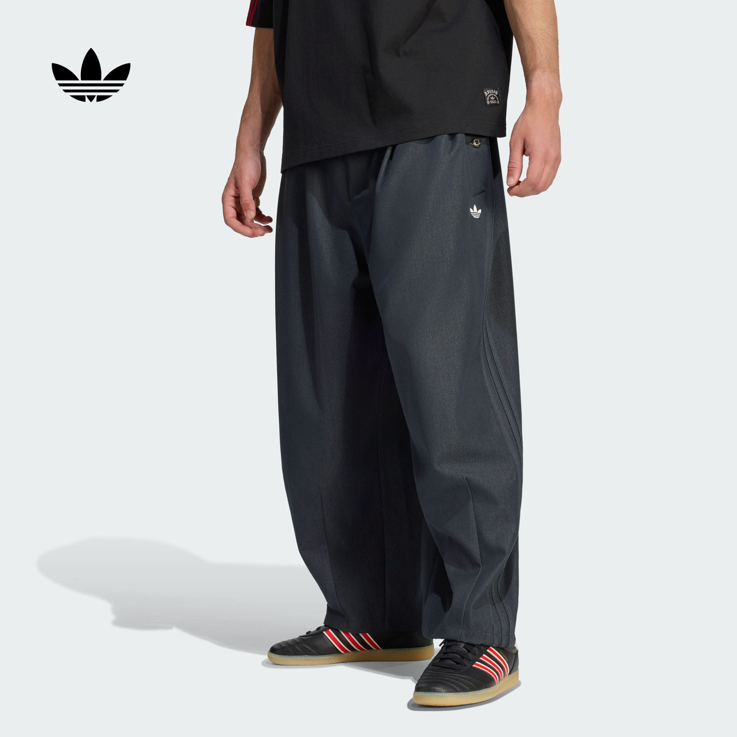 经典街头风休闲宽松阔腿运动裤长裤男装秋季adidas阿迪达斯三叶草