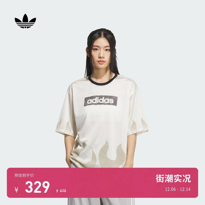 阿迪达斯三叶草女宽松短袖球衣