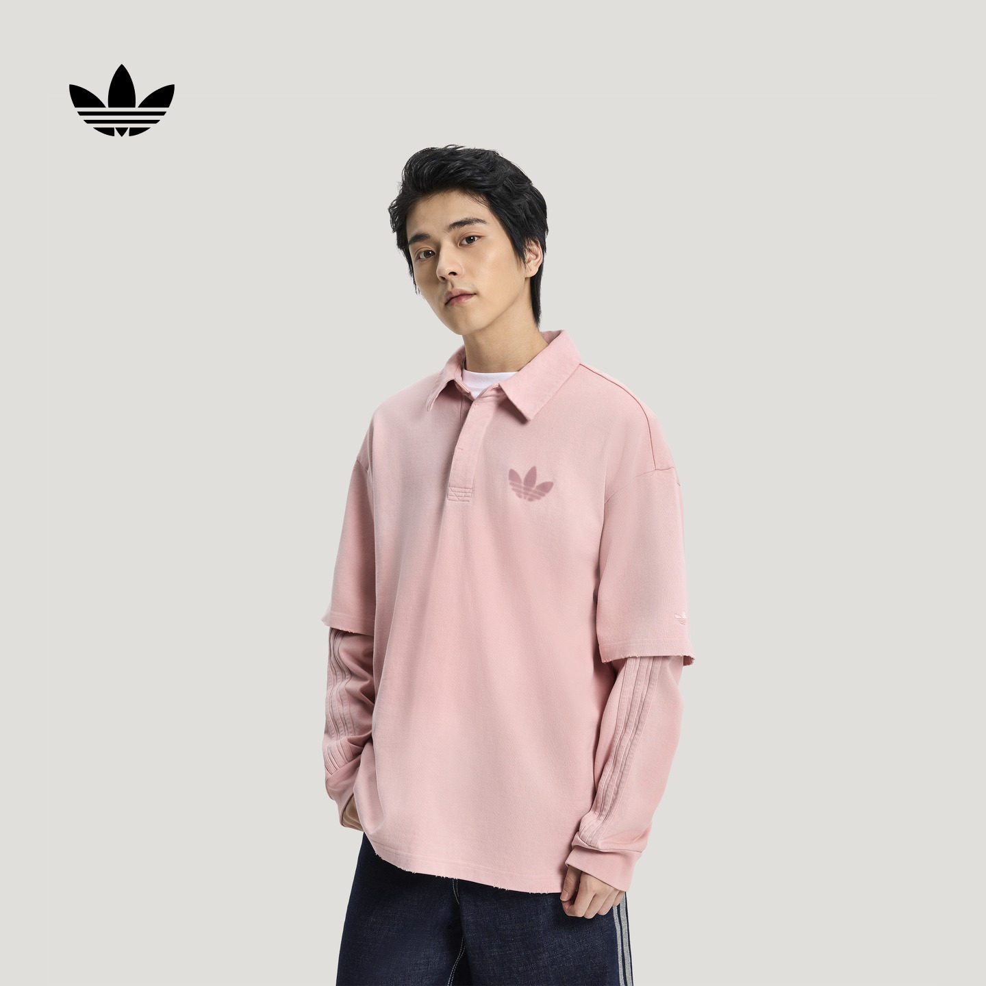 宽松时尚舒适运动长袖POLO衫男装adidas Originals阿迪达斯三叶草