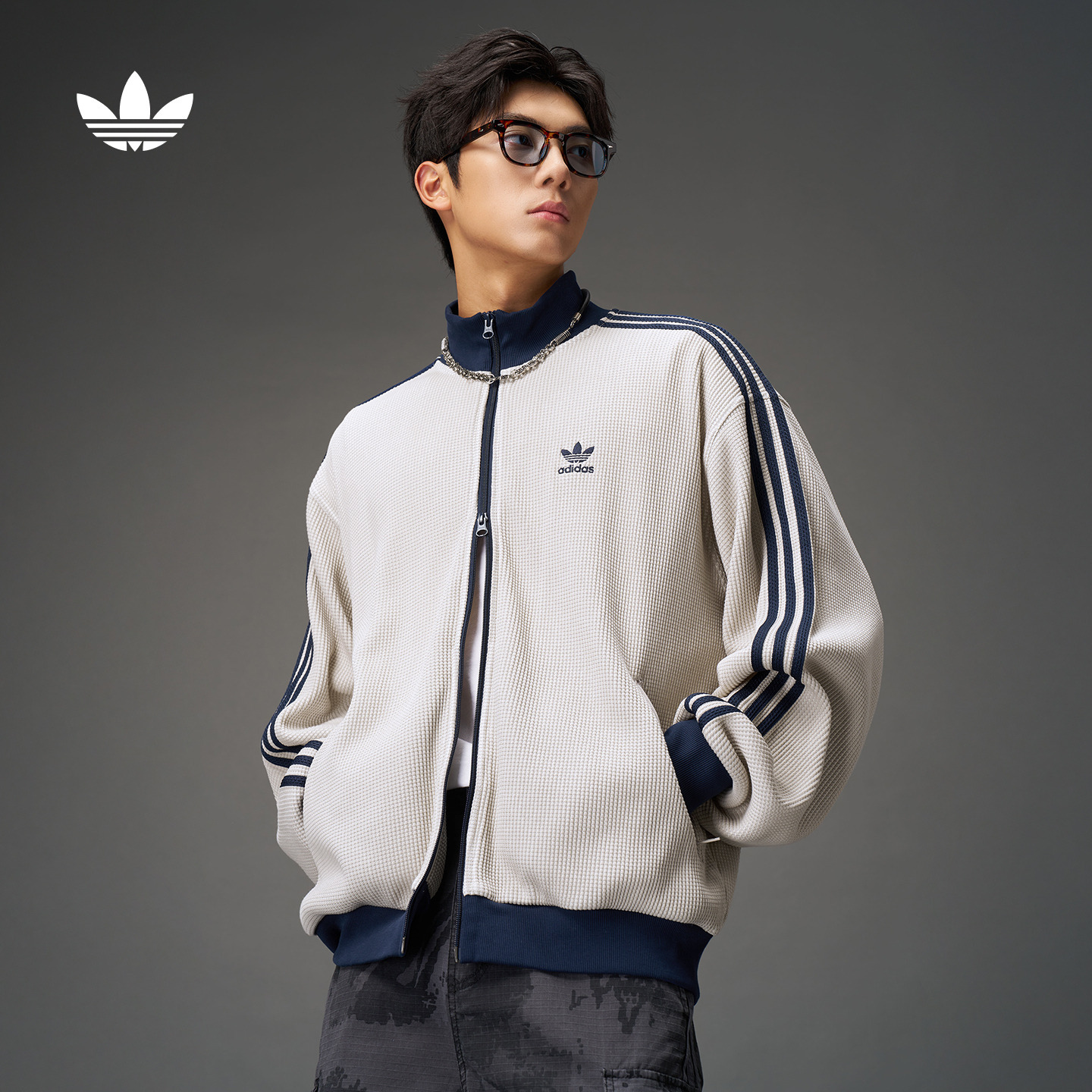 阿迪达斯三叶草男华夫格外套