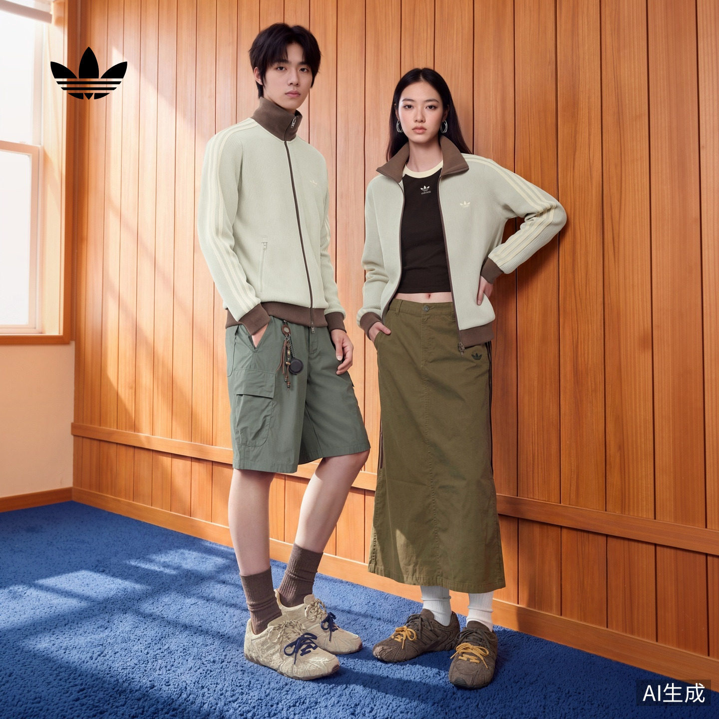 复古风宽松休闲运动外套卫衣男女秋季新款adidas阿迪达斯三叶草