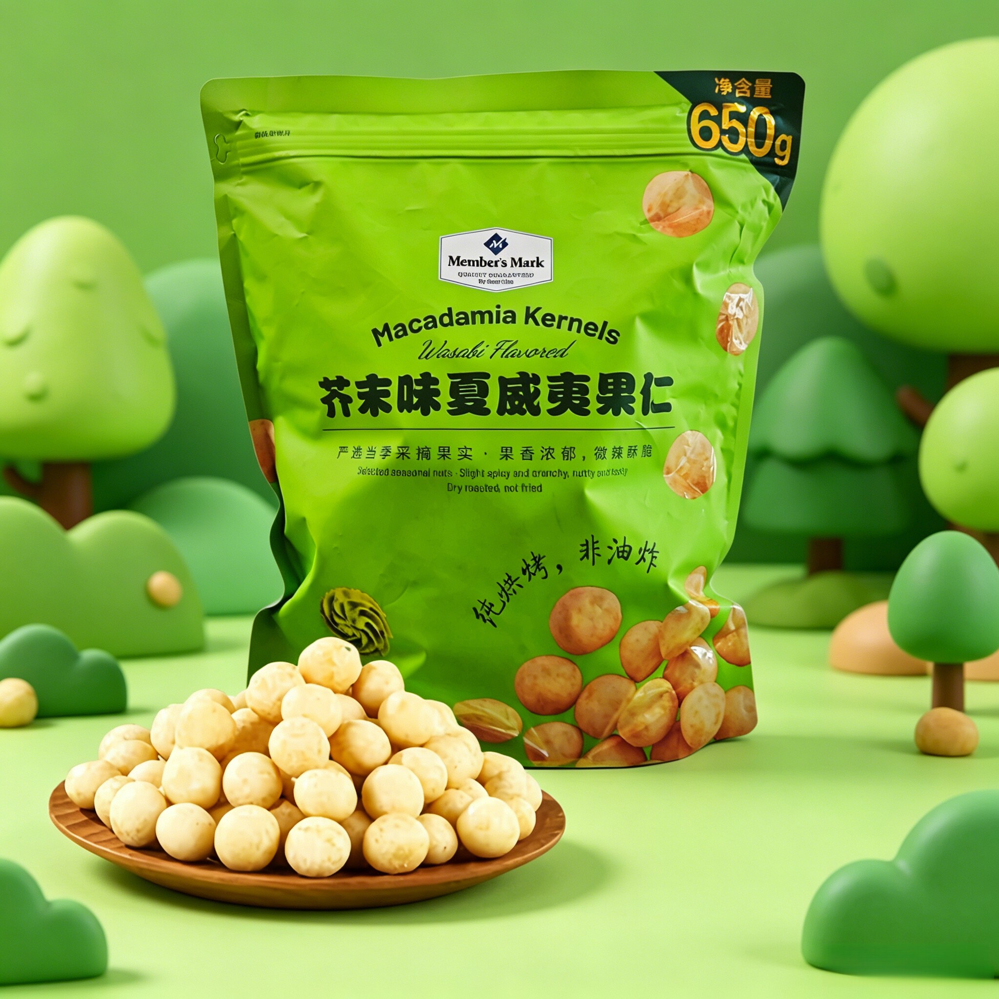 山姆正品代购芥末味夏威夷进口果仁非油炸烘焙坚果休闲零食小包装