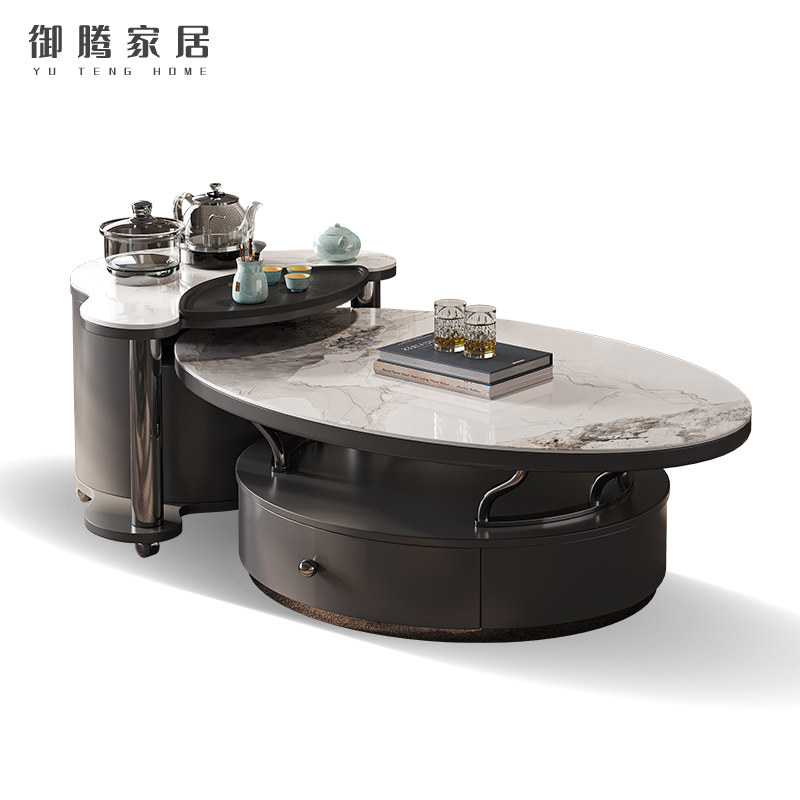 轻奢岩板茶几客厅家用办公室设计师小户型现代功夫泡茶一体小茶台