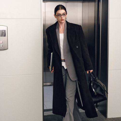 FREO3N高级感双排扣毛呢大衣