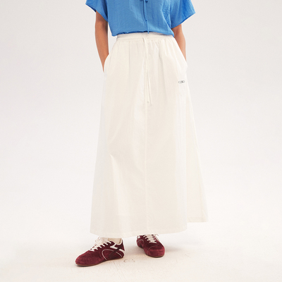 FREO3N2025新款夏季A字休闲高腰系带半身裙运动长裙松紧伞裙纯色