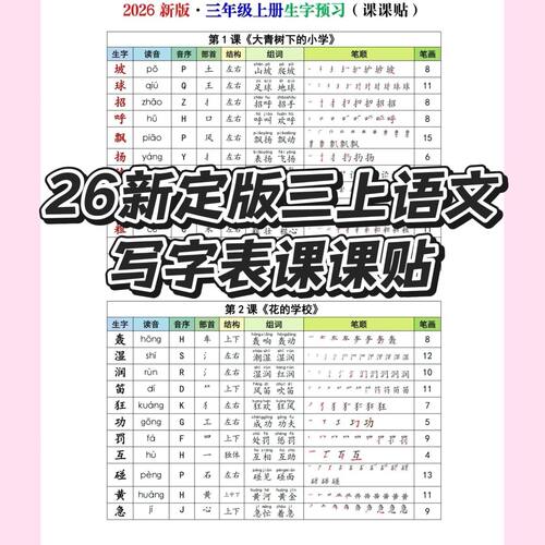 26新定版三上语文写字表