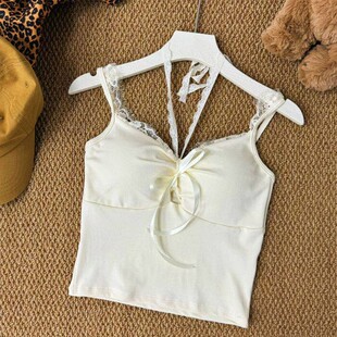 春夏季 蕾丝吊带背心内衣女带胸垫外穿纯欲打底抹胸上衣免穿文胸罩