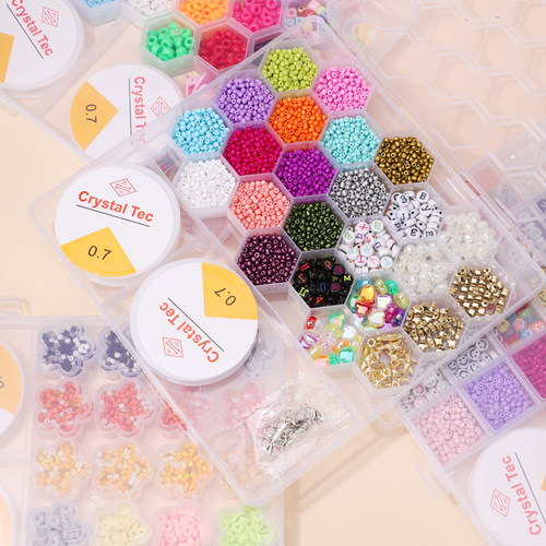 玻璃米珠diy串珠益智玩具含秀