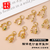 强保色沙金吊坠扣平安扣夹扣手工diy串珠配件隔珠手链手把玩配饰