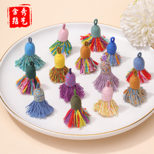 藏式短胖棉线小流苏手机挂件手菩提坠棉线短款搓穗子配饰短流苏