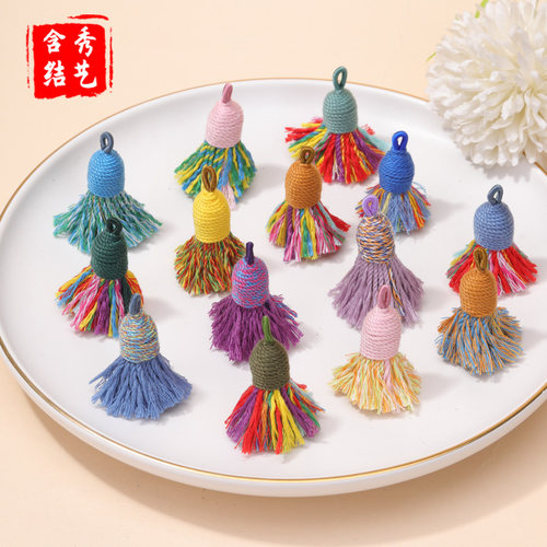 藏式短胖棉线小流苏手机挂件手菩