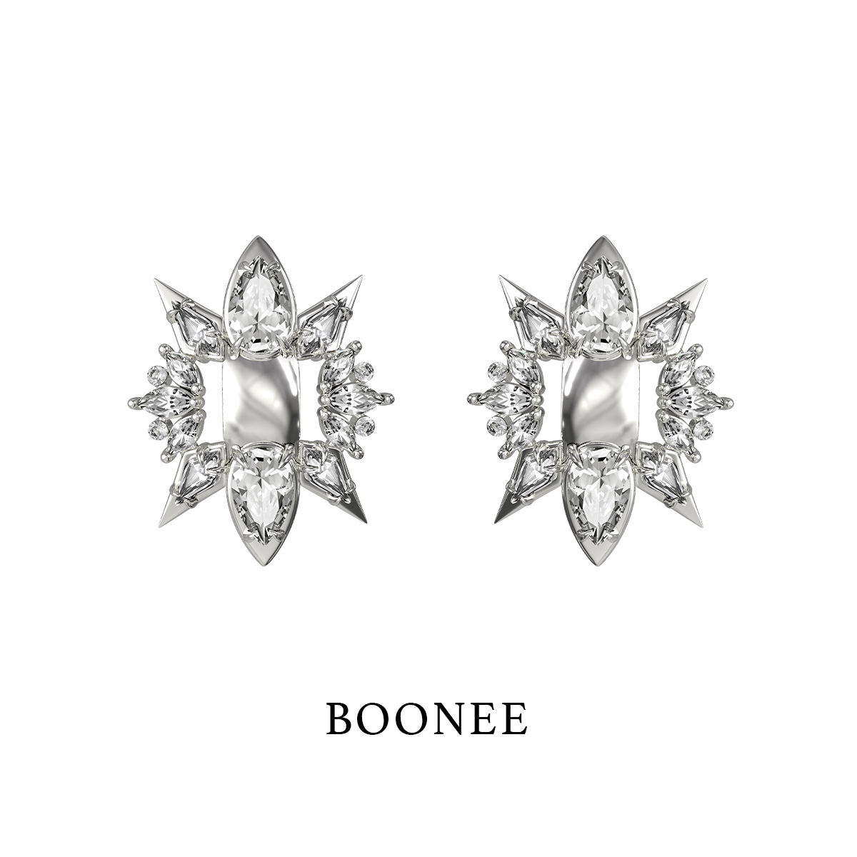 BOONEE宝石花型耳环耳饰