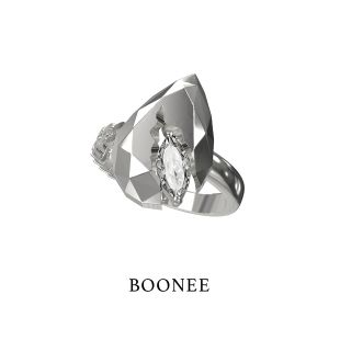 BOONEE愚人系列裂纹镶钻水滴戒指小众设计轻奢高级感指环