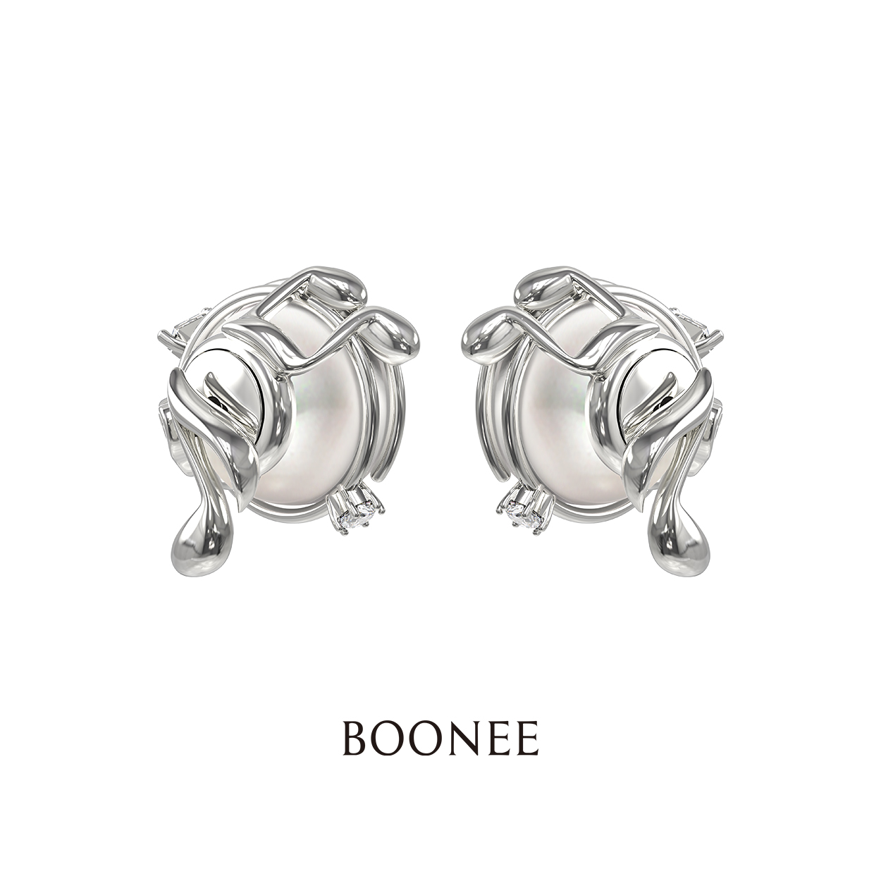 BOONEE音符环绕珍珠可拆卸耳钉