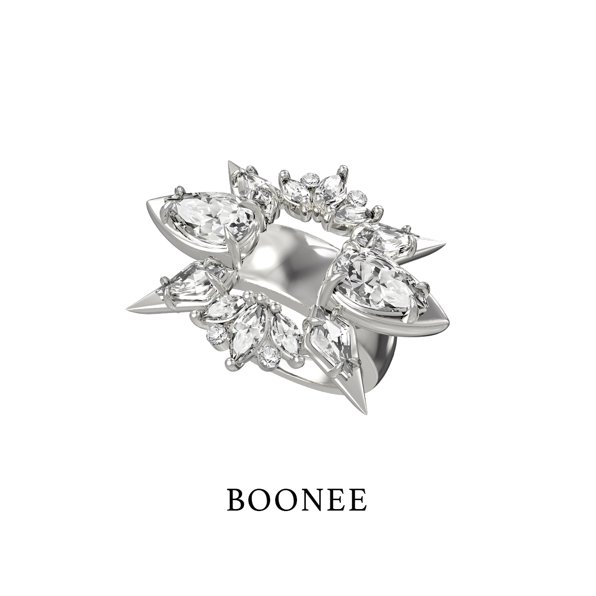 BOONEE轻奢高级宝石花型戒指