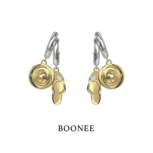 BOONEE双C圈拖鞋帽子耳钉