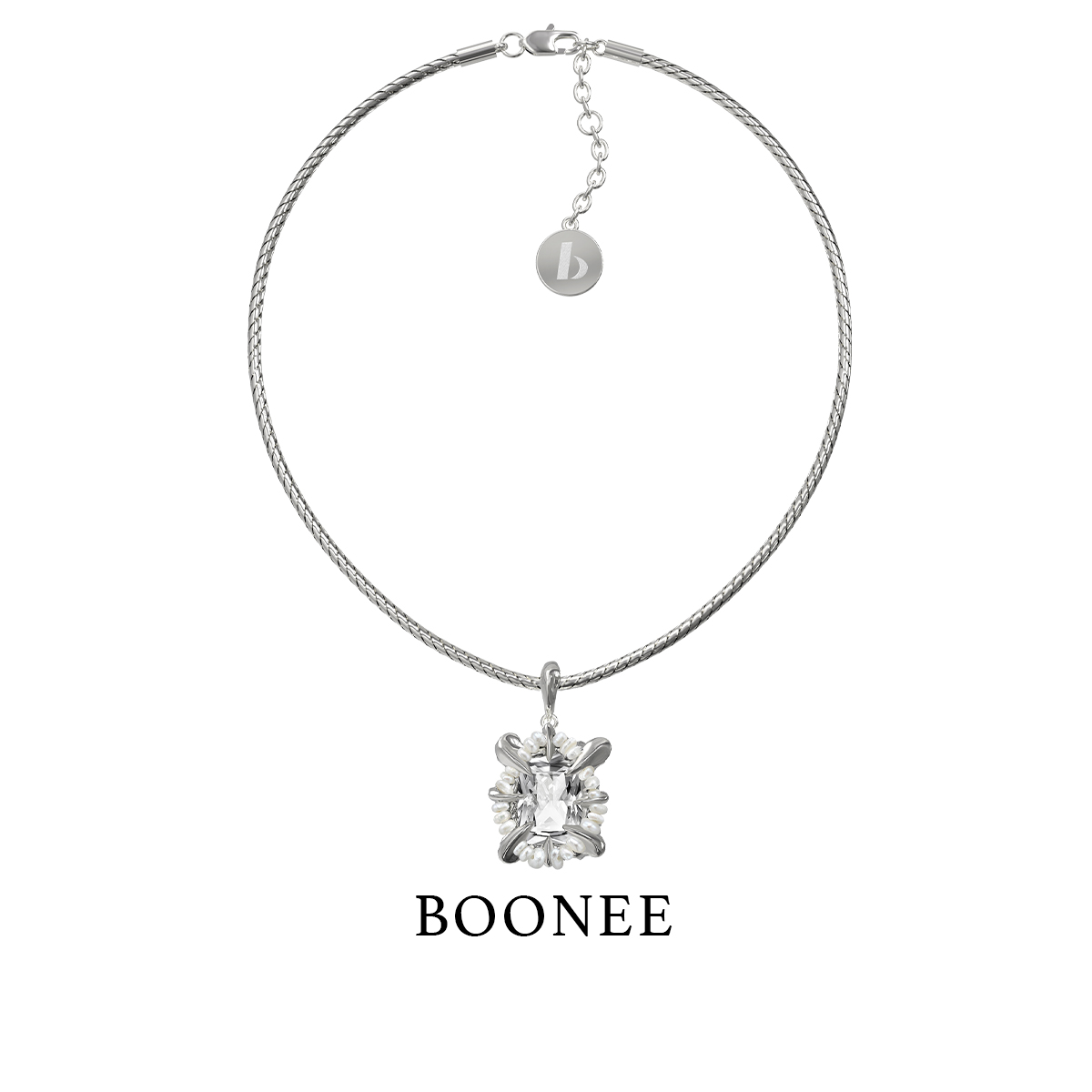 BOONEE大号巴洛克宝石坠蛇骨链