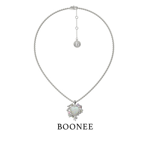 BOONEE欧泊爱心花园中长麻花链