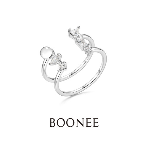 BOONEE可调节锆石开口戒指女款