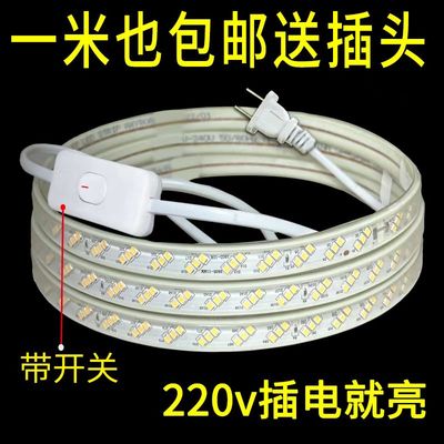 带开关灯带送插头LED灯条防水超亮床头灯220V家用门店用吧台氛围