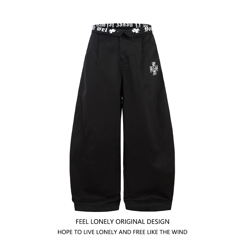 美式十字解构弯刀工装裤