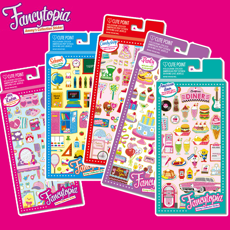 日本mind wave贴纸design story房间学校糖果店百宝箱镭射全息闪耀可爱DIY贴纸手帐日记相册手机装饰素材贴画