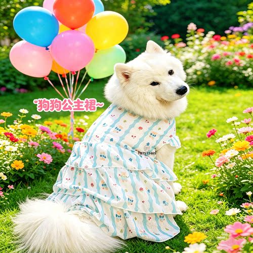 萨摩耶专用狗狗公主裙春夏薄款大型犬衣服宠物连衣裙小狗夏天裙子
