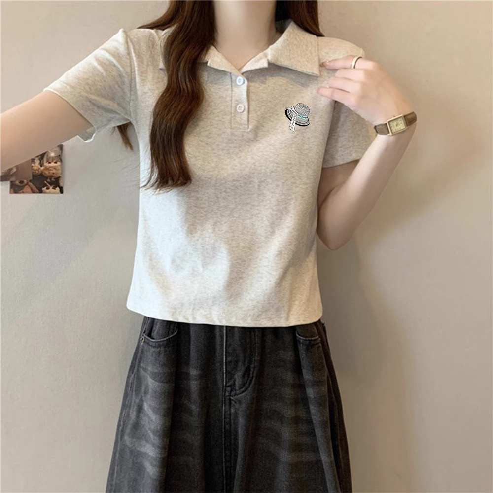 夏季短袖POLO领遮肉显瘦T恤女图片