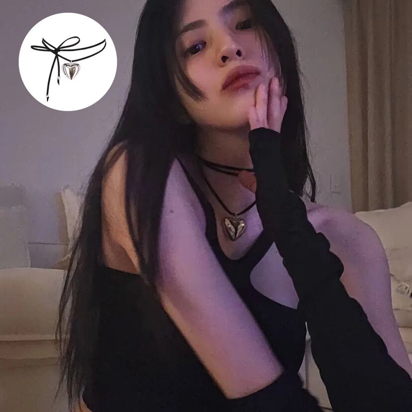 小红书同款 甜酷爱心系带项圈项链锁骨链ins网红简约心形项链女