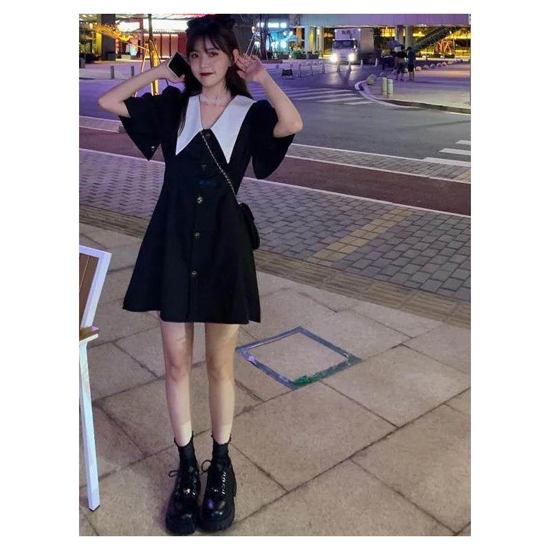 大码女装胖mm夏季黑色娃